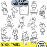 Back to School Trolls Clip Art Collection (BLACK AND WHITE ONLY)
