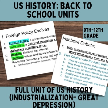 Preview of Back to School | US History | Industrialization | Great Depression | 9,10,11,12