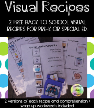 Preview of Back to School Visual Recipes for Pre-K and Special Education - FREEBIE