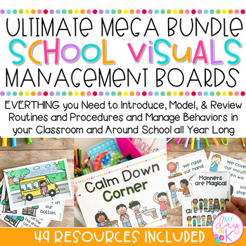 Preview of Back to School Classroom Management Visuals | Full Year Procedure Visuals Bundle
