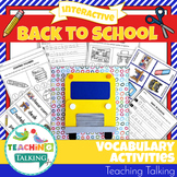 Back To School Vocabulary Activities and Craft | Speech an