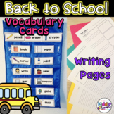 Back to School Vocabulary Cards First and Second Grade
