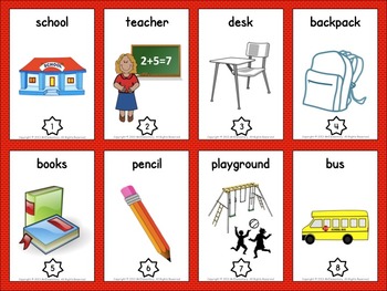 Back to School Vocabulary Trading Cards and Word Wall by Mr Elementary