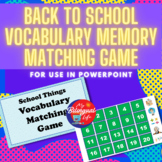 Back to School - English Vocabulary Memory Matching Game f