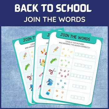 Preview of Back to School Vocabulary  JOIN THE WORDS Activity for Kindergaten Elementary