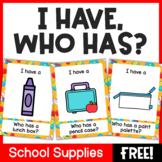 Back to School Vocabulary - School Supplies "I Have, Who H