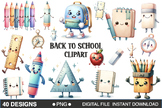 Back to School Watercolor Clipart Bundle