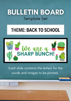 Preview of Back to School We are a Sharp Bunch Cacti Theme Bulletin Board Classroom Bunting