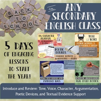 Preview of Back to School Week Bundle for any Secondary English Class- 5 one day lessons!