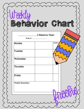 Back to School: Weekly Behavior Chart Freebie by Kristin Edwards