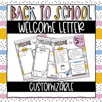 Preview of Back to School Welcome Letter Template | Editable |