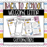 Back to School Welcome Letter Template | Editable |