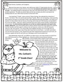 Back to School Welcome/Introduction Letter Elementary - Gr