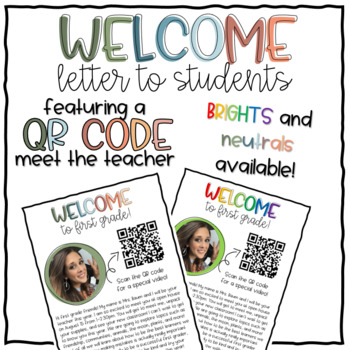 Preview of Back to School Welcome Letter to Students - QR Code Read Aloud [EDITABLE]