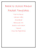 Back to School Welcome Packet Template
