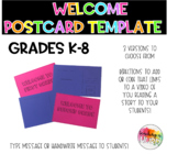 Back to School Welcome Postcard Editable Template Grades K