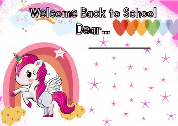 Preview of Back to School - Welcome - theme Unicorn