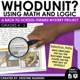 Back to School Activities Whodunit Math Logic Puzzles | Ea
