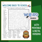 First Week Back to School Word Search 4th Grade Beginning 