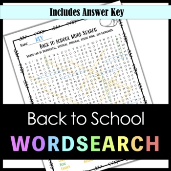 Back to School Word Search by Samantha Constance | TPT