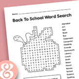 Back to School Word Search • A Cute Printable Worksheet, g