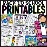 Back to School Word Search, Crossword, Color Sheets for 1s