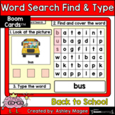 Back to School Word Search Find & Type - Boom Cards - Digi