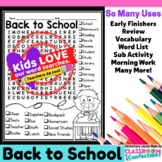 Back to School Word Search Puzzle : Early Finishers : Morn