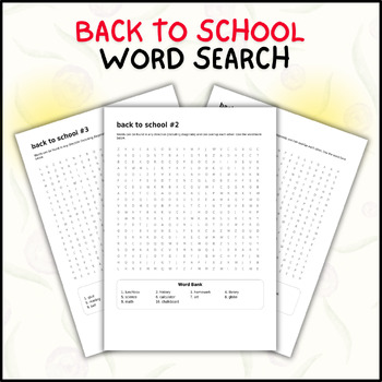 Preview of Back to School Word Search Puzzle - Fun and Educational Activity for All Ages