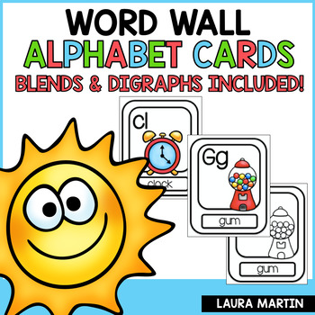 Preview of Back to School - Word Wall Alphabet Cards - Letters - Blends - Digraphs