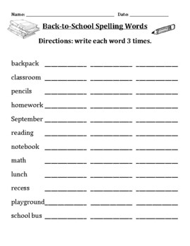 Preview of Back to School Word Work