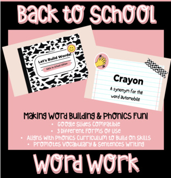 Preview of Back to School Word Work | Google Slides Compatible | Vocabulary | Writing