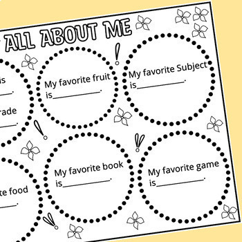 Back to School Worksheets, All About Me and First Day of School Activity