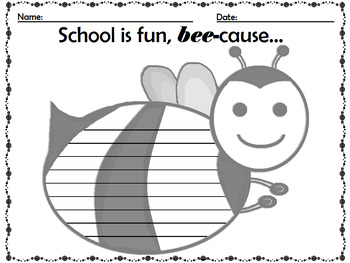 Preview of Back to School Worksheet! School is fun, bee-cause...