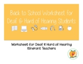 Back to School Worksheet for Deaf & Hard of Hearing Students