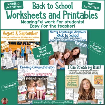 Preview of Back to School Worksheets, Activities, and Printables