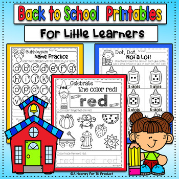 Preview of Back to School Worksheets for Preschool