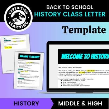 Preview of Back to School: World History Class Letter - Editable Template