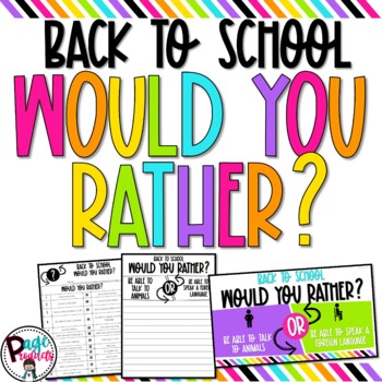 Preview of Back to School Would You Rather Activity