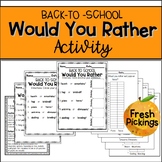 Back to School-Would You Rather-Getting to Know You Activity