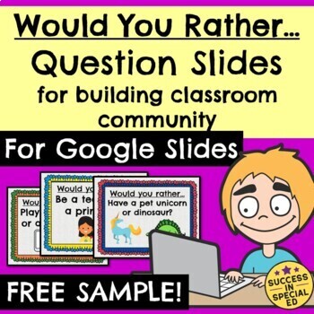 Preview of Back to School Would You Rather Question Slides Google Slides™ Free Sample