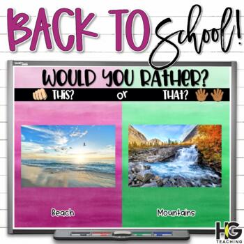 Preview of Back to School Would You Rather Questions | Morning Meeting Slides, Brain Breaks