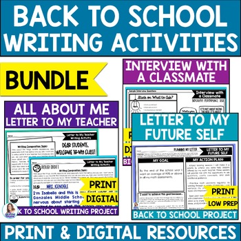 Preview of Back to School Writing Activities- All About Me - Letter to My Future Self - ELA