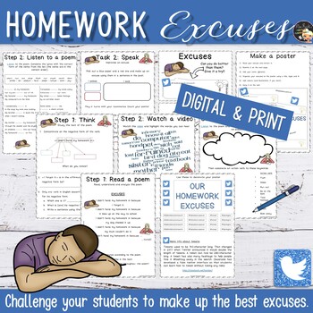 Preview of Back to School Writing Activities | Homework Excuses Unit