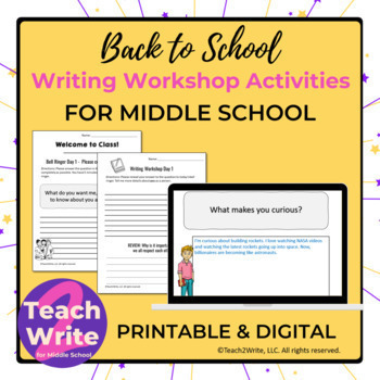 Preview of Back-to-School Writing Activities for Middle School