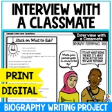 Interview with a Classmate Biography - Back to School Writing