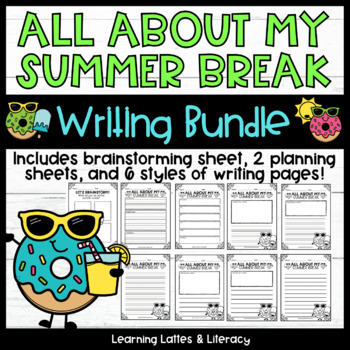 Preview of Back to School Writing All About My Summer Break Writing Activity Narrative