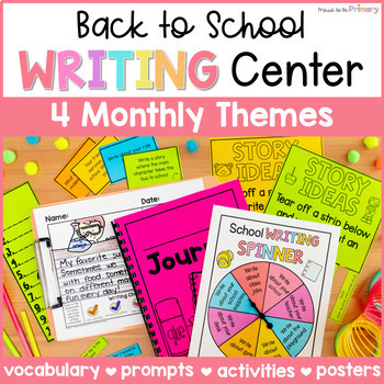 Preview of Back to School Writing Center Prompts, Activities, Posters - All About Me, Apple