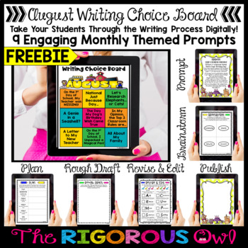 Preview of Back to School Writing FREEBIE - August Digital Writing Prompts