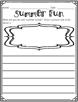 Back to School Writing Freebie - Summer Fun | TPT